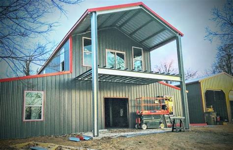 metal building with porch arond house|metal building homes with garages.